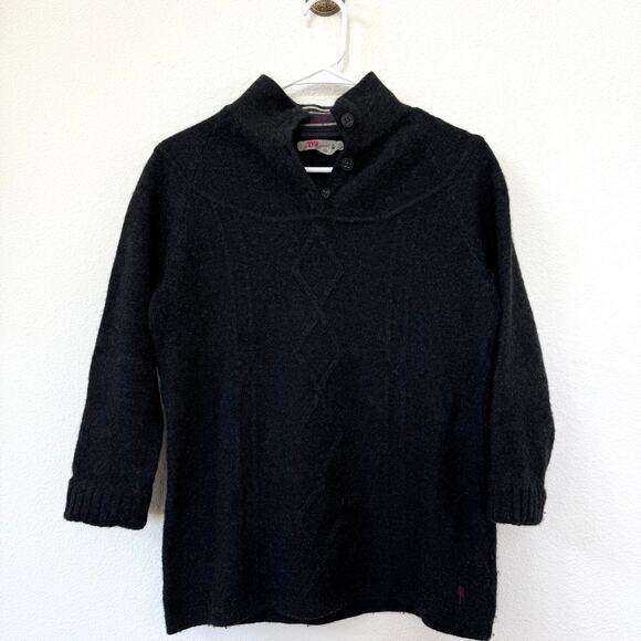 SMARTWOOL Pullover Sweater Charcoal Mock Neck Button Wool Knit Women XL Warm - Picture 1 of 6